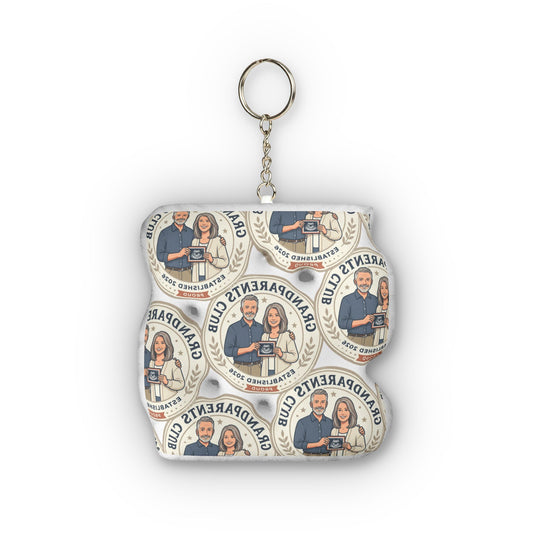 Custom Shape Mini Plush Keychain — Personalized Grandparents Club Photo Design