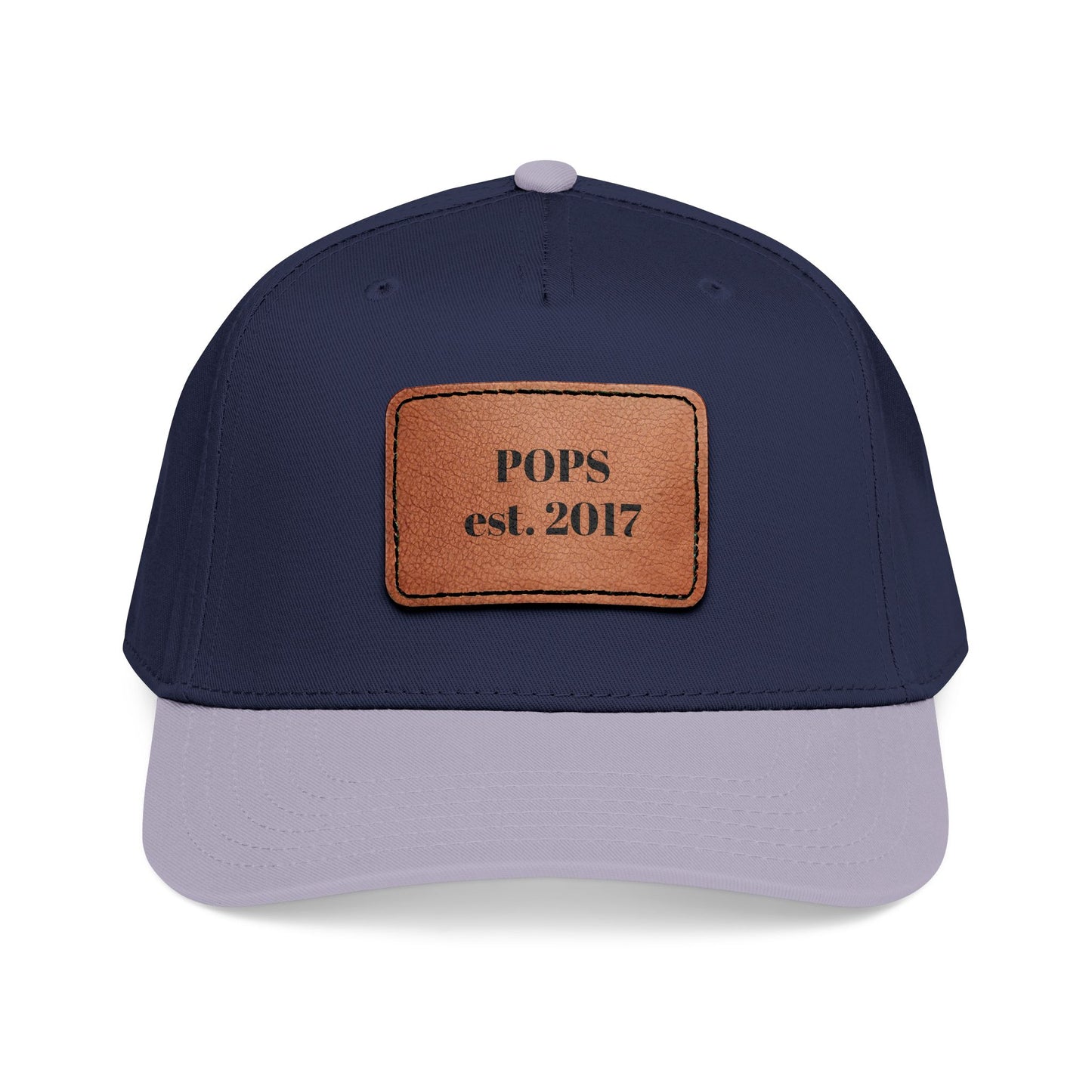 Personalized Leather Patch Baseball Cap — "POPS est. 2017" Dad Hat