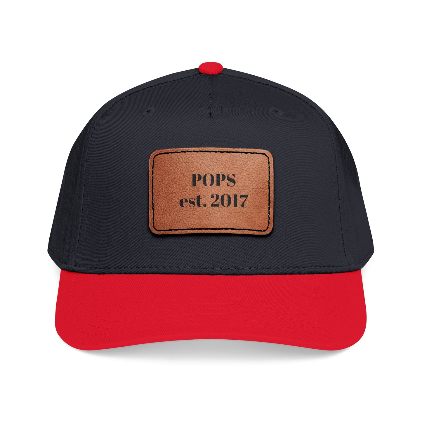 Personalized Leather Patch Baseball Cap — "POPS est. 2017" Dad Hat