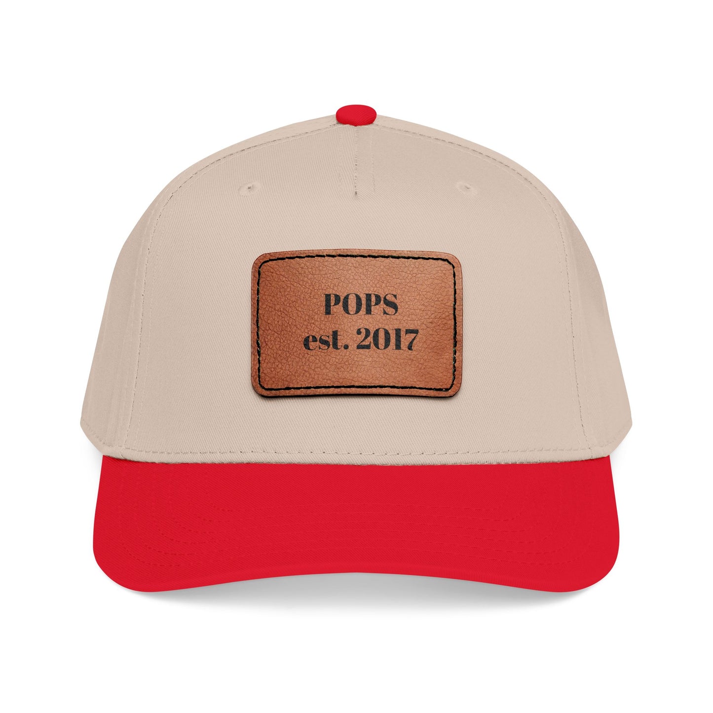 Personalized Leather Patch Baseball Cap — "POPS est. 2017" Dad Hat