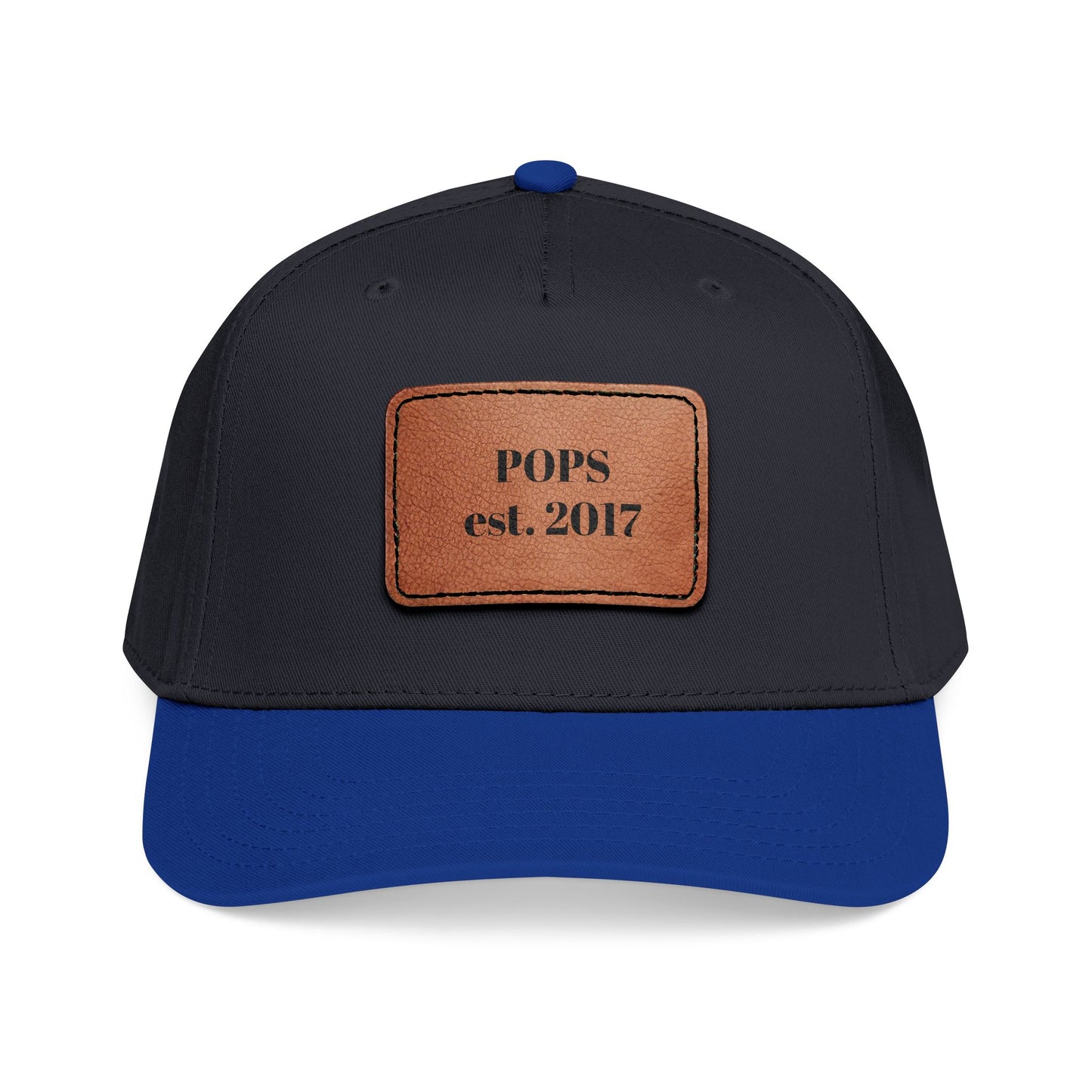 Personalized Leather Patch Baseball Cap — "POPS est. 2017" Dad Hat