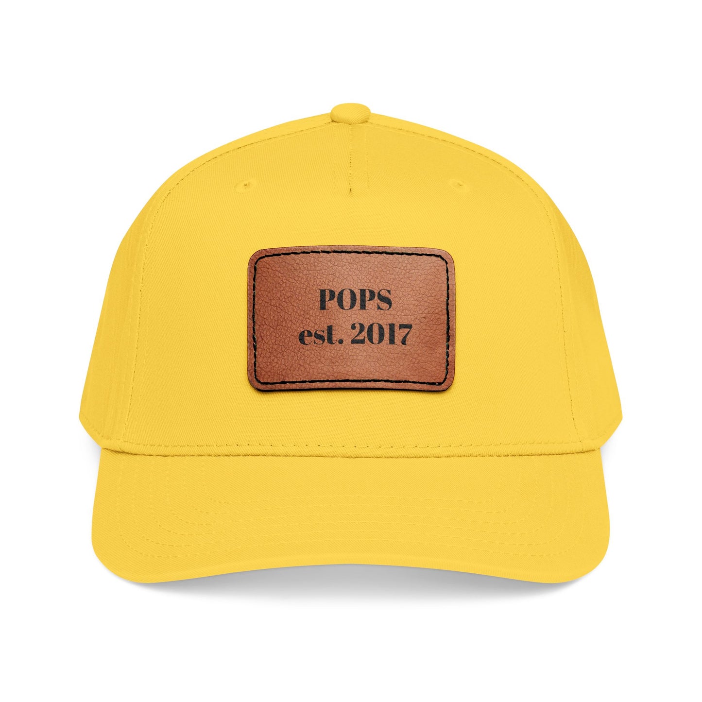 Personalized Leather Patch Baseball Cap — "POPS est. 2017" Dad Hat