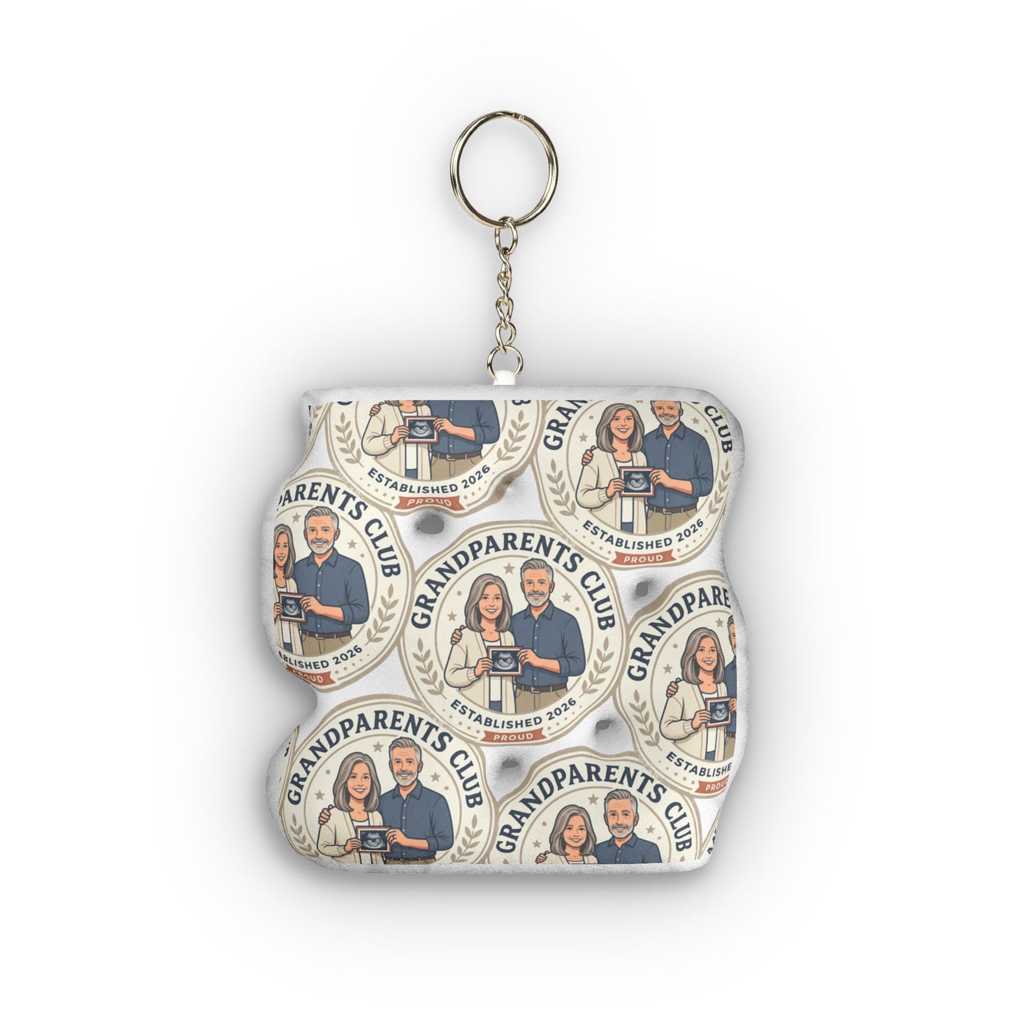 Custom Shape Mini Plush Keychain — Personalized Grandparents Club Photo Design
