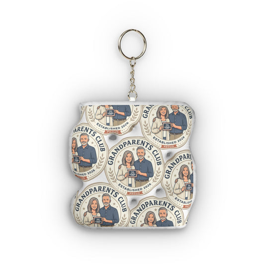 Custom Shape Mini Plush Keychain — Personalized Grandparents Club Photo Design