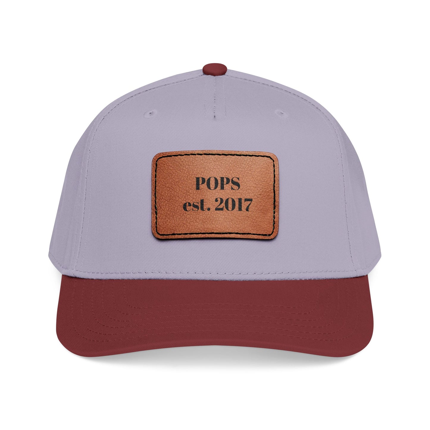 Personalized Leather Patch Baseball Cap — "POPS est. 2017" Dad Hat