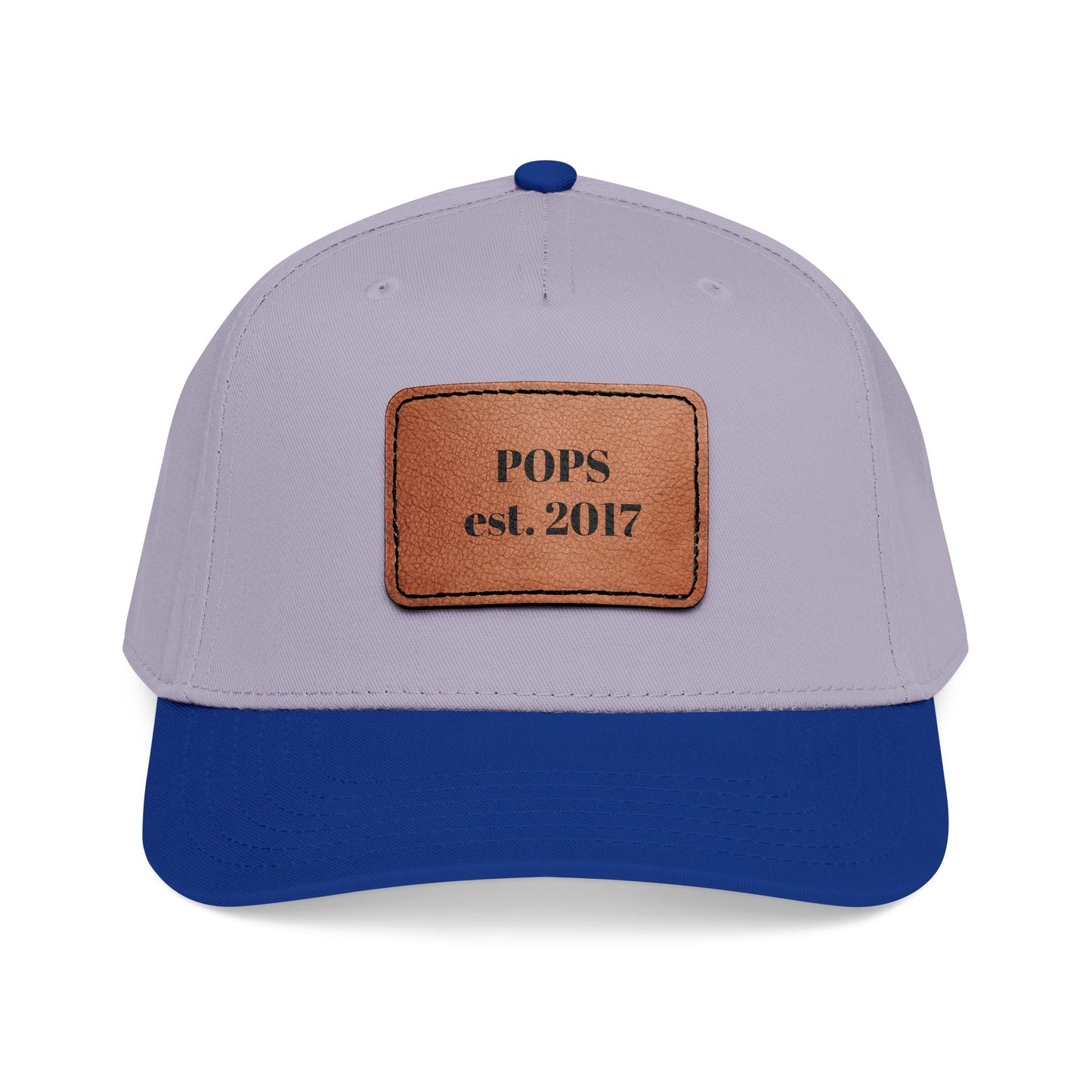Personalized Leather Patch Baseball Cap — "POPS est. 2017" Dad Hat