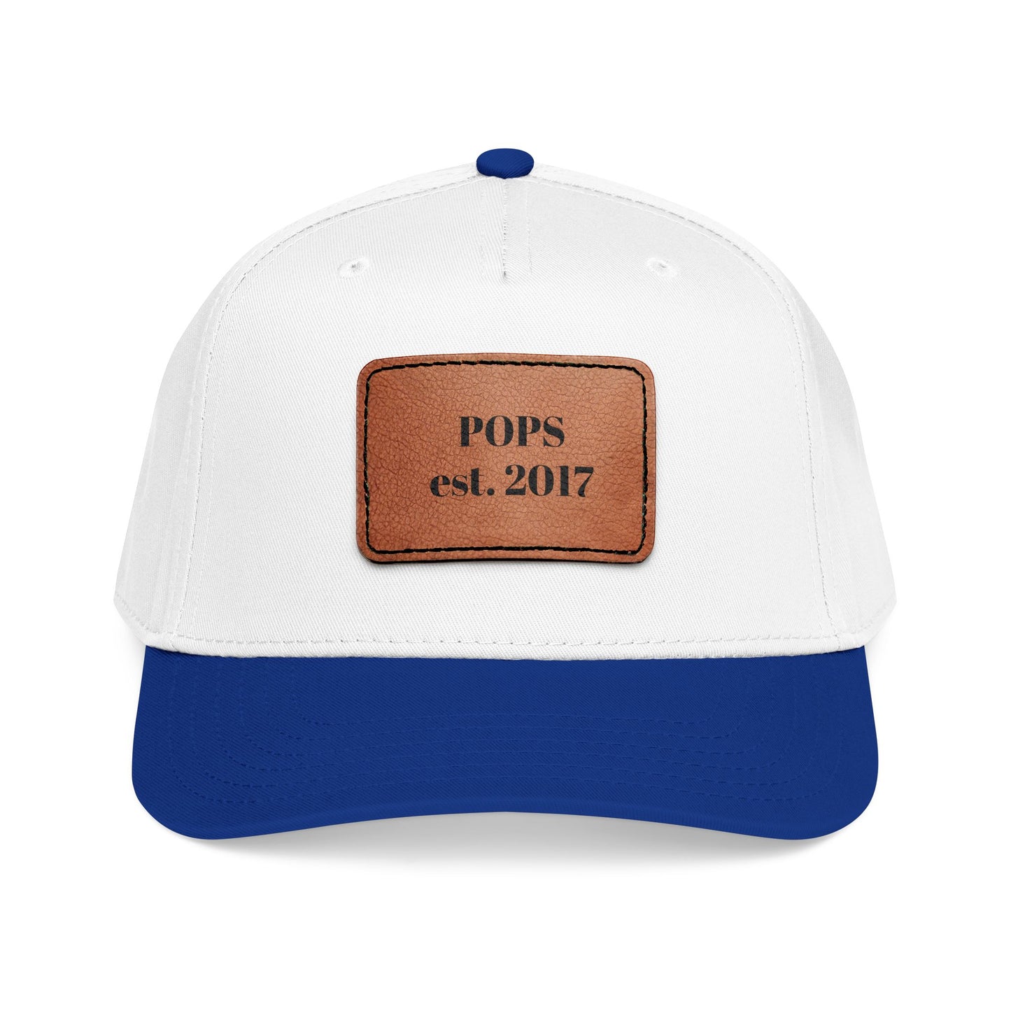 Personalized Leather Patch Baseball Cap — "POPS est. 2017" Dad Hat