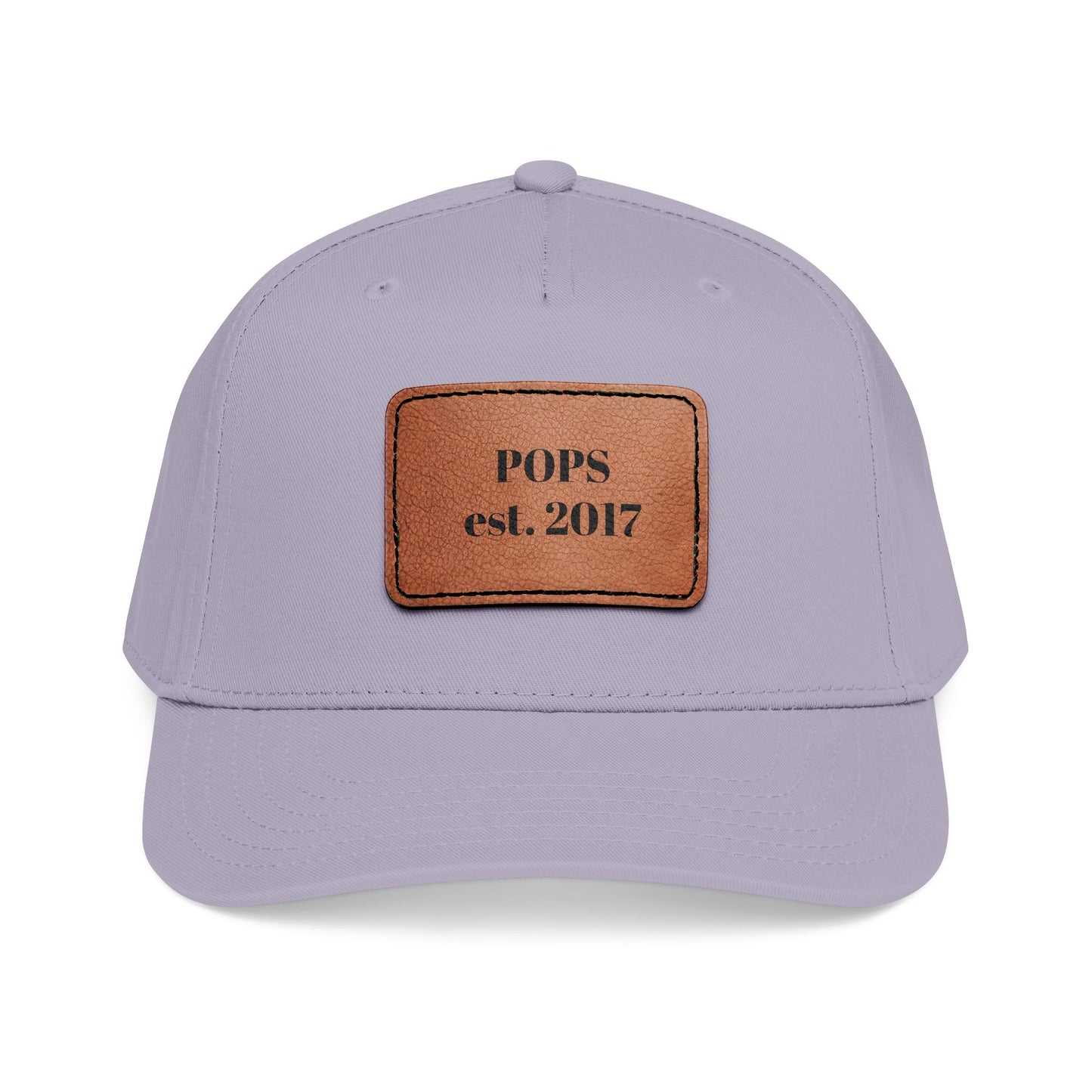Personalized Leather Patch Baseball Cap — "POPS est. 2017" Dad Hat