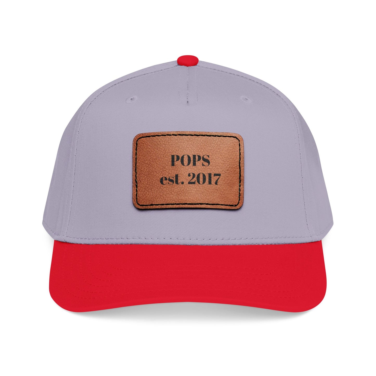 Personalized Leather Patch Baseball Cap — "POPS est. 2017" Dad Hat