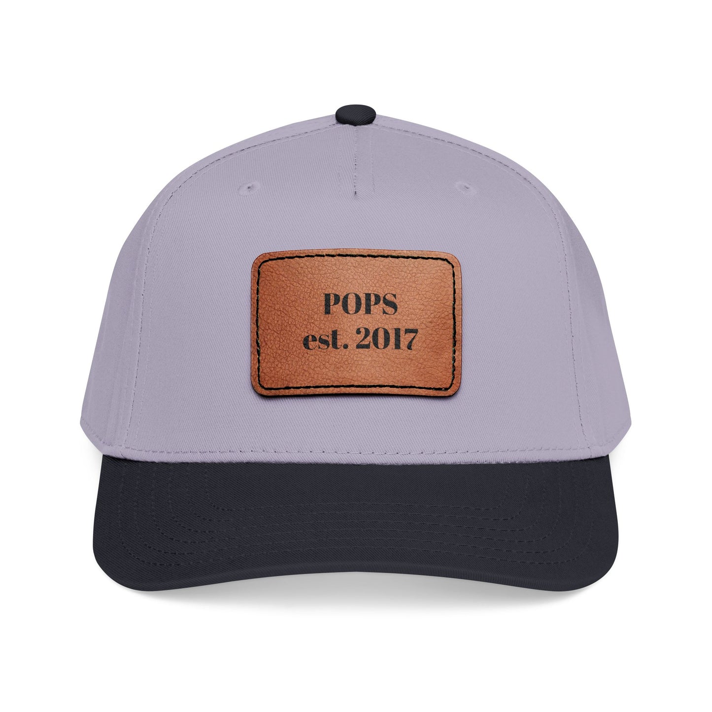 Personalized Leather Patch Baseball Cap — "POPS est. 2017" Dad Hat