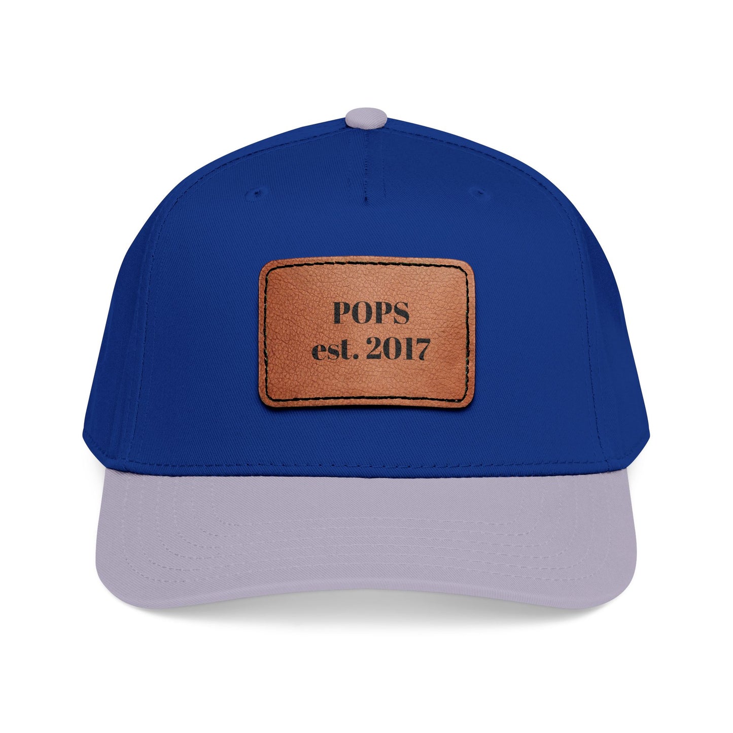 Personalized Leather Patch Baseball Cap — "POPS est. 2017" Dad Hat