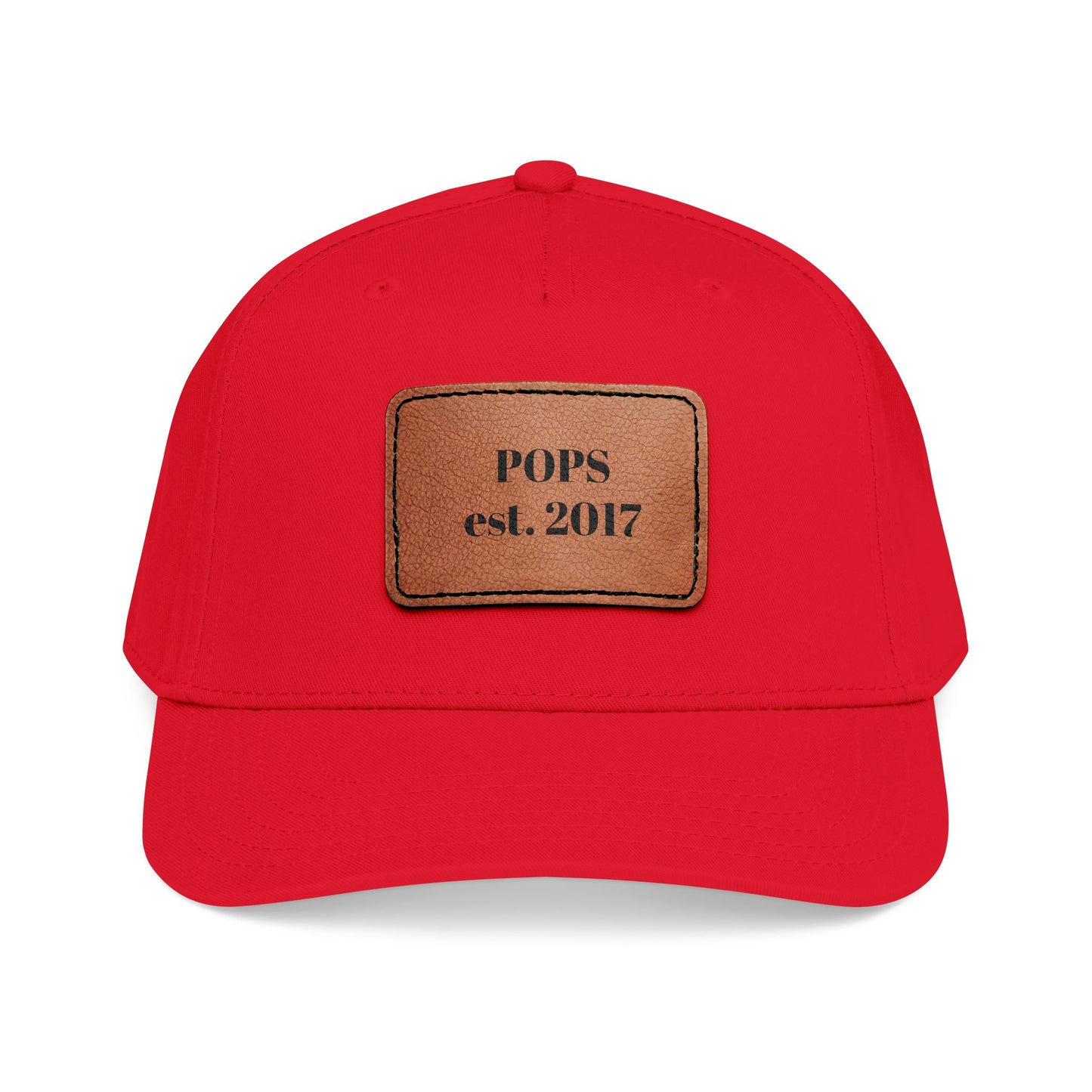 Personalized Leather Patch Baseball Cap — "POPS est. 2017" Dad Hat