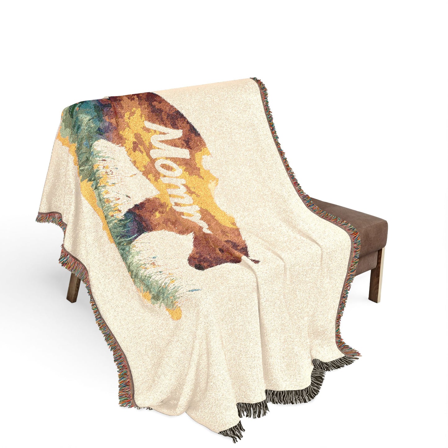 Momma Bear Woven Blanket — Rustic Bear Mom Throw for Cabin, Mother's Day & Nature Lovers
