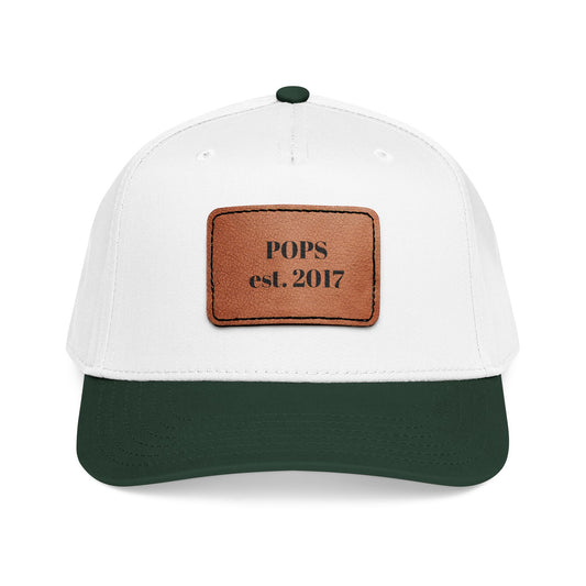 Personalized Leather Patch Baseball Cap — "POPS est. 2017" Dad Hat