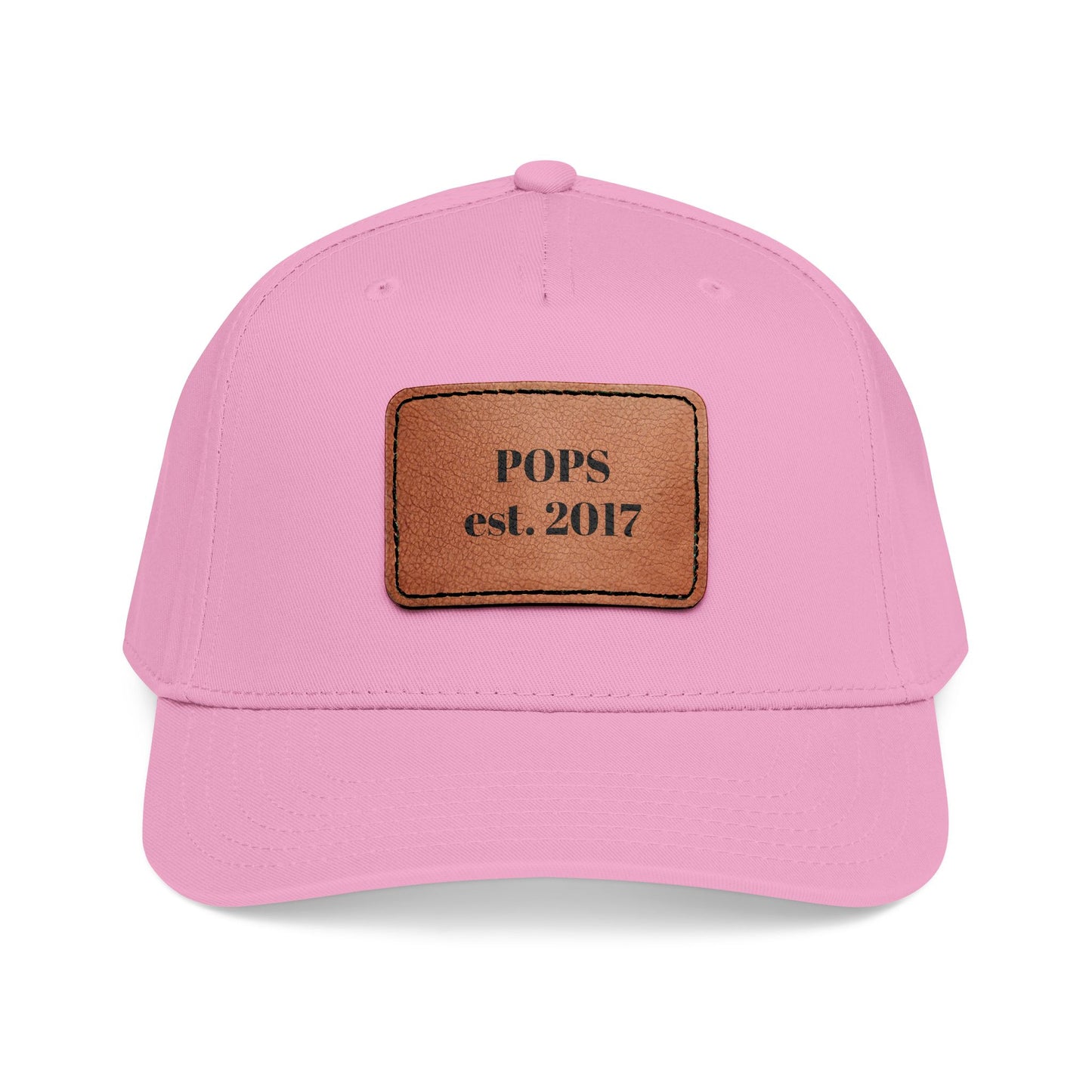 Personalized Leather Patch Baseball Cap — "POPS est. 2017" Dad Hat